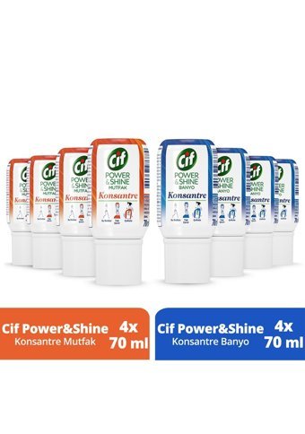 Cif Power&Shine Konsantre Sprey Mutfak ve Banyo Temizleyici 8x70 ml