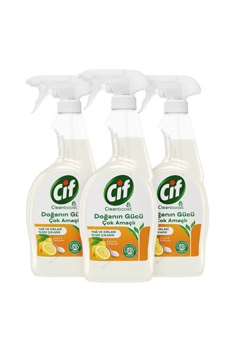 Cif Doğanın Gücü Sprey Mutfak ve Banyo Temizleyici 3x750 ml