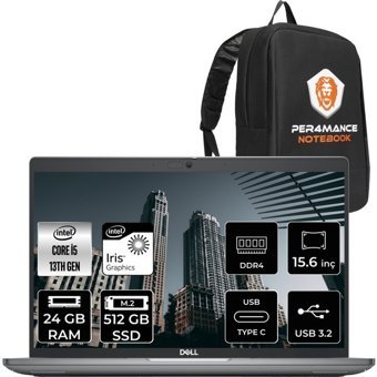 Dell Latitude 3540 N006L354015EMEAP53 Dahili Intel Iris Xe Graphics Eligible Intel Core i5 1335U 24 GB Ram 512 GB SSD 15.6 inç Full HD FreeDos Laptop + PER4 Çanta