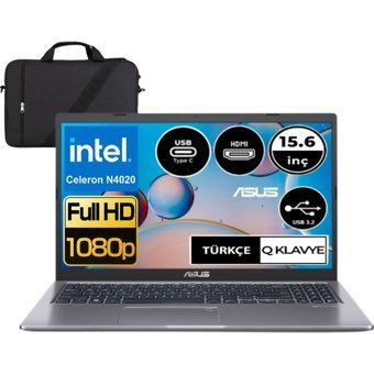 Asus X515MA EJ955W6 Dahili Intel UHD Graphics Intel Celeron N4020 8 GB Ram 512 GB SSD 15.6 inç Full HD Windows 11 Laptop + Çanta