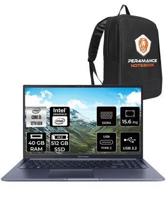Asus Vivobook 15 X1502ZA-EJ1645 Dahili Intel UHD Graphics Intel Core i3 1215U 40 GB Ram 512 GB SSD 15.6 inç Full HD FreeDos Laptop + PER4 Çanta