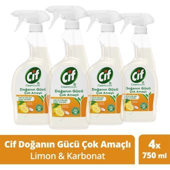 Cif Doğanın Gücü Sprey Mutfak ve Banyo Temizleyici 4x750 ml