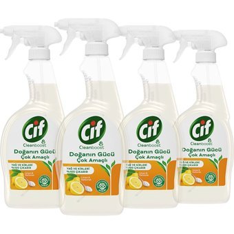 Cif Doğanın Gücü Sprey Mutfak ve Banyo Temizleyici 4x750 ml
