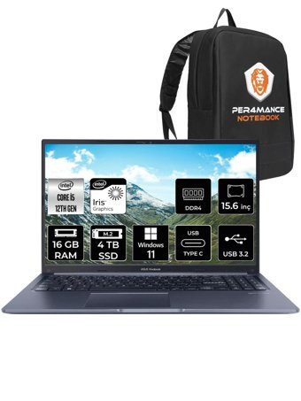 Asus Vivobook 15 X1502ZA-EJ1069 Dahili Intel Iris Xe Graphics Eligible Intel Core i5 1235U 16 GB Ram 4 TB SSD 15.6 inç Full HD Windows 11 Home Laptop + PER4 Çanta