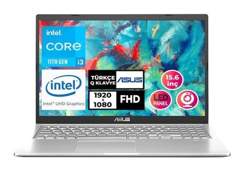 Asus X515EA-EJ4088013 Dahili Intel UHD Graphics Intel Core i3 1115G4 4 GB Ram 512 GB SSD 15.6 inç Full HD Windows 11 Pro Laptop