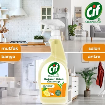 Cif Cleanboost Doğanın Gücü Sprey Mutfak ve Banyo Temizleyici 750 ml
