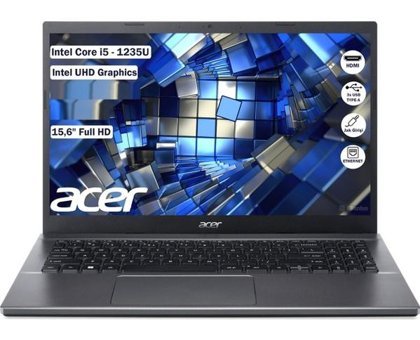 Acer Extensa 15 Dahili Intel Iris Xe Graphics Eligible Intel Core i5 1235U 8 GB Ram 1 TB SSD 15.6 inç Full HD Windows 10 Laptop