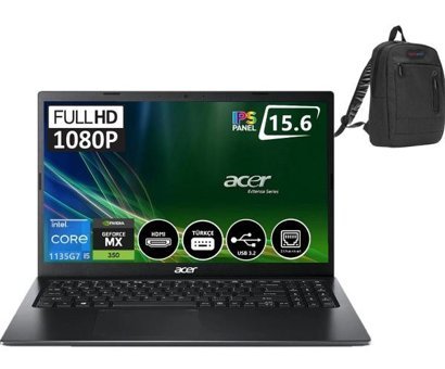 Acer Extensa EX215-54G NXEGHEY00327 Harici GeForce MX350 Intel Core i5 1135G7 12 GB Ram 512 GB SSD 15.6 inç Full HD Windows 11 Pro Laptop + Zetta Çanta