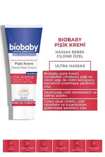 Biobaby Parfümsüz Parabensiz Pişik Kremi 75 ml