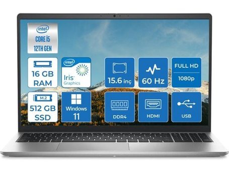 Dell Inspiron 3520 I35201012U003 Dahili Intel Iris Xe Graphics Eligible Intel Core i5 1235U 16 GB Ram 512 GB SSD 15.6 inç Full HD Windows 11 Pro Laptop