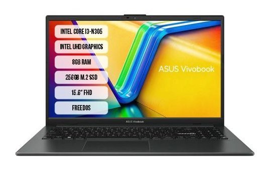 Asus Vivobook GO E1504GA-NJ251 Dahili Intel UHD Graphics Intel Core i3 N305 8 GB Ram 256 GB SSD 15.6 inç Full HD FreeDos Laptop