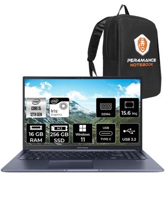 Asus Vivobook 15 X1502ZA-EJ1069 Dahili Intel Iris Xe Graphics Eligible Intel Core i5 1235U 16 GB Ram 256 GB SSD 15.6 inç Full HD Windows 11 Pro Laptop + PER4 Çanta
