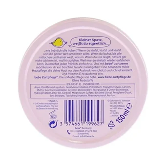 Bebe Zartpflege Zartcreme Parfümsüz Parabensiz Pişik Kremi 150 ml