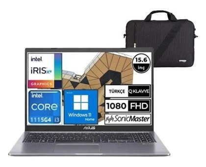 Asus X515EA-BQ868W Dahili Intel UHD Graphics Intel Core i3 1115G4 16 GB Ram 512 GB SSD 15.6 inç Full HD Windows 11 Home Laptop + ARENA Çanta