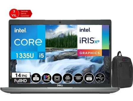 Dell Latitude 5440 DLNN005L54401444 Dahili Intel Iris Xe Graphics Eligible Intel Core i5 1335U 32 GB Ram 2 TB SSD 14 inç Full HD Windows 11 Pro Laptop + WeblegelsinÇanta