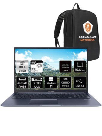 Asus Vivobook 15 X1502ZA-EJ1069 Dahili Intel Iris Xe Graphics Eligible Intel Core i5 1235U 40 GB Ram 2 TB SSD 15.6 inç Full HD Windows 11 Home Laptop + PER4 Çanta