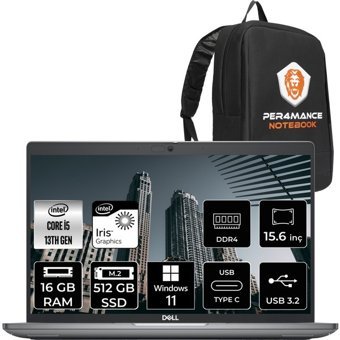 Dell Latitude 3540 N006L354015EMEAP93 Dahili Intel Iris Xe Graphics Eligible Intel Core i5 1335U 16 GB Ram 512 GB SSD 15.6 inç Full HD Windows 11 Home Laptop + PER4 Çanta