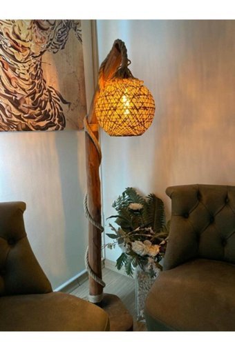 Ağaçkakan Design Ege Ahşap Tek Ayaklı Top Lambader Kahverengi