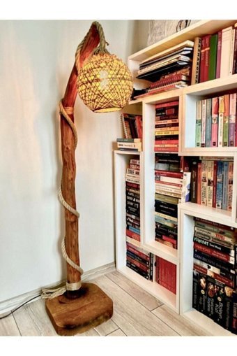 Ağaçkakan Design Ege Ahşap Tek Ayaklı Top Lambader Kahverengi