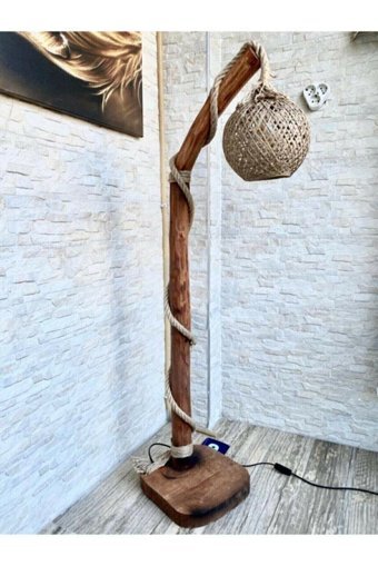 Ağaçkakan Design Ege Ahşap Tek Ayaklı Top Lambader Kahverengi