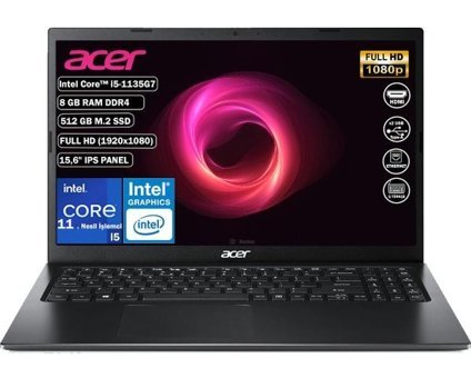 Acer Extensa EX215-54 Dahili Intel Iris Xe Graphics Intel Core i5 1135G7 8 GB Ram 512 GB SSD 15.6 inç Full HD FreeDos Laptop