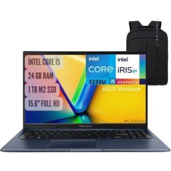 Asus Vivobook X1502ZA-EJ16441 Dahili Intel Iris Xe Graphics Eligible Intel Core i5 1235U 24 GB Ram 1 TB SSD 15.6 inç Full HD Windows 11 Pro Laptop + Notebook Çanta
