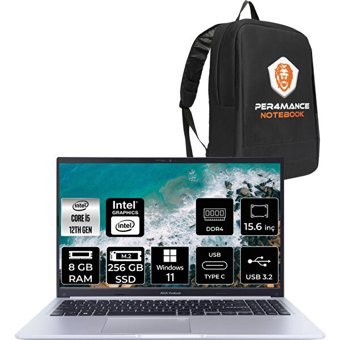 Asus Vivobook 15 X1502ZA-EJ031W EJ031WP61 Dahili Intel Iris Xe Graphics Eligible Intel Core i5 1235U 8 GB Ram 256 GB SSD 15.6 inç Full HD Windows 11 Pro Laptop + PER4 Çanta