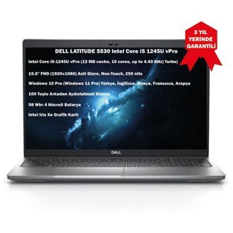 Dell Latitude 5530 Dahili Intel Iris Xe Graphics eligible Intel Core i5 1245U 64 GB Ram 1 TB SSD 13.3 inç Full HD Windows 10 Laptop