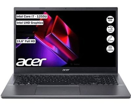 Acer Extensa 15 EX215-55 Dahili Intel Iris Xe Graphics Eligible Intel Core i7 1255U 16 GB Ram 512 GB SSD 15.6 inç Full HD Windows 11 Pro Laptop