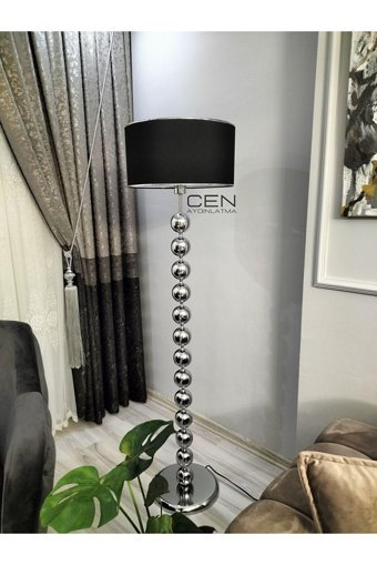 Cen Aydınlatma Metal Tek Ayaklı Silindir Lambader Siyah
