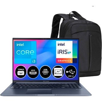 Asus Vivobook X1502ZA-EJ067 Dahili Intel UHD Graphics Intel Core i3 1215U 16 GB Ram 512 GB SSD 15.6 inç Full HD Windows 11 Home Laptop + Çanta