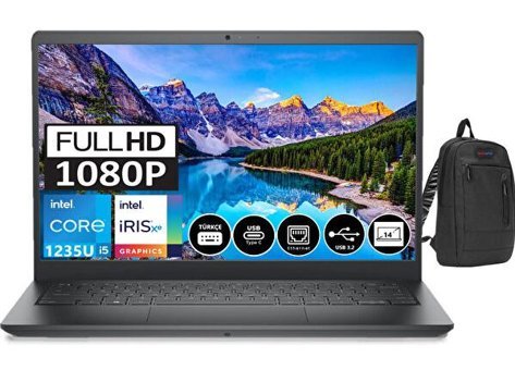 Dell Vostro 3420 VN2700PVNB3420U09 Dahili Intel Iris Xe Graphics Eligible Intel Core i5 1235U 32 GB Ram 1 TB SSD 14 inç Full HD FreeDos Laptop + Zetta Çanta