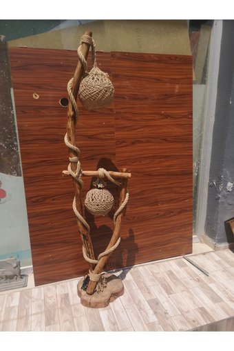 Abb İkili Ahşap Tek Ayaklı Top Lambader Bej