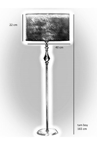 Vinner Eskitme Metal Tek Ayaklı Silindir Lambader Bej