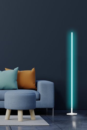 Alaca Led Bella Metal Tek Ayaklı Çubuk Lambader Beyaz