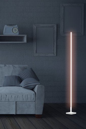 Alaca Led Bella Metal Tek Ayaklı Çubuk Lambader Beyaz