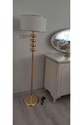 Cen Aydınlatma Flat Metal Tek Ayaklı Silindir Lambader Beyaz