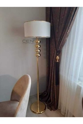 Cen Aydınlatma Flat Metal Tek Ayaklı Silindir Lambader Beyaz