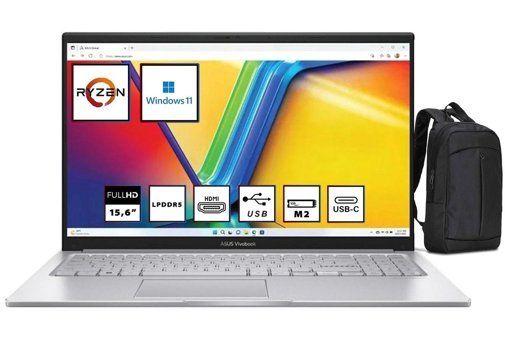 Asus Vivobook GO E1504FA-NJ113W Dahili AMD Radeon 610M AMD Ryzen 5 7520U 8 GB Ram 512 GB SSD 15.6 inç Full HD Windows 11 Pro Laptop + Sırt Çantası