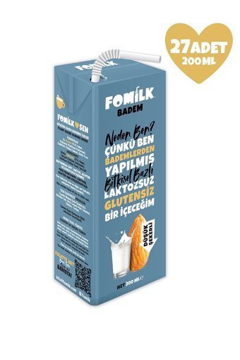 Fomilk Vegan Badem Sütü Laktozsuz 27'li 200 ml