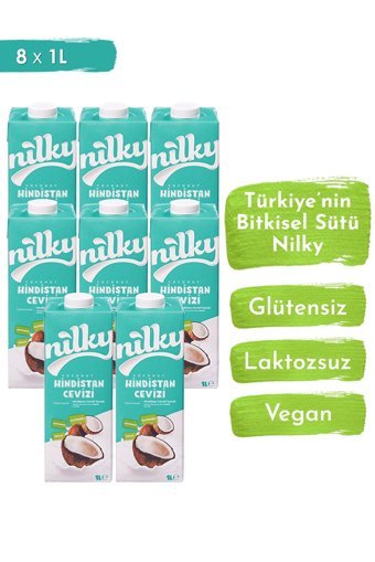 Nilky Vegan Hindistan Cevizi Sütü Laktozsuz 8'li 1 lt