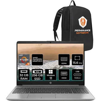 HP 255 G9 723Q2EAP376 Dahili AMD Radeon RX Vega 7 AMD Ryzen 5 5625U 32 GB Ram 256 GB SSD 15.6 inç Full HD Windows 11 Pro Laptop + PER4 Çanta