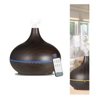 Ateştech Kumandalı Gece Işığı 9 W 550 ml 35 dB Aromaterapi Işıklı İyonizerli Taşınabilir Şarjlı Mini Soğuk Buhar Makinesi Koyu Kahverengi