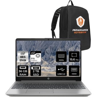 HP 250 G9 6Q8M5ES196 Dahili Intel Iris Xe Graphics Eligible Intel Core i5 1235U 32 GB Ram 2 TB SSD 15.6 inç Full HD FreeDos Laptop + PER4 Çanta