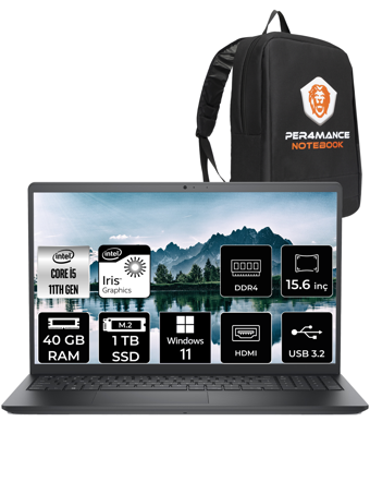 Dell Vostro 3520 N2063PVNB3520U Dahili Intel Iris Xe Graphics Intel Core i5 1135G7 40 GB Ram 1 TB SSD 15.6 inç Full HD Windows 11 Pro Laptop + PER4 Çanta