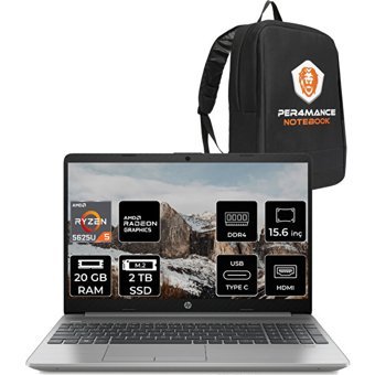 HP 255 G9 6Q8N1ES184 Dahili AMD Radeon RX Vega 7 AMD Ryzen 5 5625U 20 GB Ram 2 TB SSD 15.6 inç Full HD FreeDos Laptop + PER4 Çanta