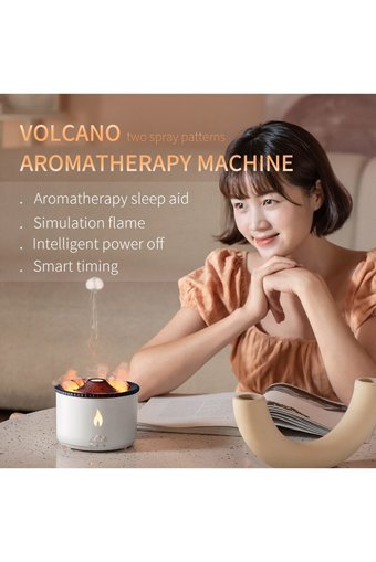 Ateştech Volkanik Alev 360 ml Aromaterapi Işıklı Taşınabilir Şarjlı Mini Soğuk Buhar Makinesi
