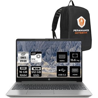 HP 250 G9 6Q8M5ES178 Dahili Intel Iris Xe Graphics Eligible Intel Core i5 1235U 16 GB Ram 512 GB SSD 15.6 inç Full HD FreeDos Laptop + PER4 Çanta
