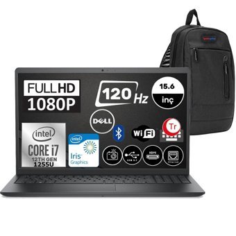 Dell Vostro 3520 N5305PVNB3520UWP10 Dahili Intel Iris Xe Graphics Eligible Intel Core i7 1255U 32 GB Ram 512 GB SSD 15.6 inç Full HD Windows 11 Pro Laptop + Zetta Çanta