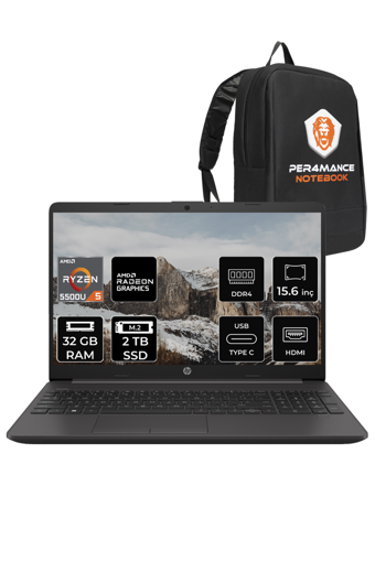 HP 255 G8 7N4W6AA Dahili AMD Radeon Graphics AMD Ryzen 5 5500 32 GB Ram 2 TB SSD 15.6 inç Full HD FreeDos Laptop + Çanta